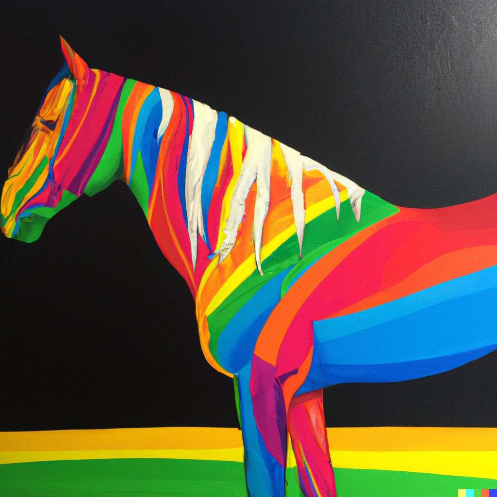 a horse, painting by Okuda San Miguel